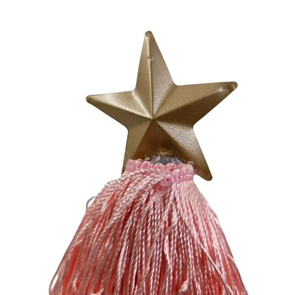 Ashland Tassel Tiered Tree Tabletop Decor w/ Matted Gold Star Tree Topper NEW